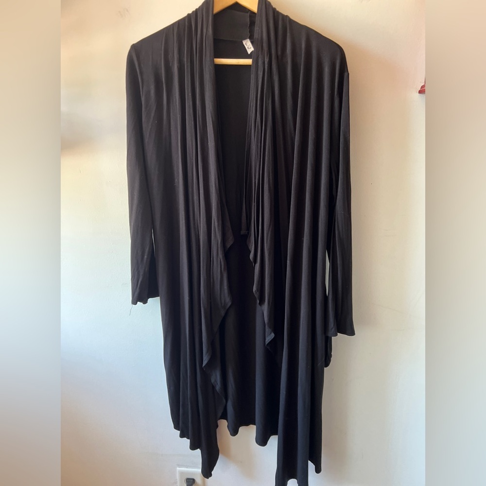 Isaac Liev Black Open Front Cardigan M